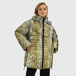 Куртка зимняя женская Объемные треугольники текстурированный рельеф, цвет: 3D-черный — фото 2