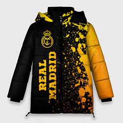 Куртка зимняя женская Real Madrid - gold gradient по-вертикали, цвет: 3D-черный