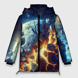 Куртка зимняя женская Взрыв планеты - космос от нейросети, цвет: 3D-красный