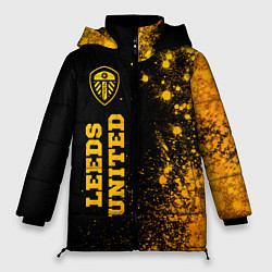 Куртка зимняя женская Leeds United - gold gradient по-вертикали, цвет: 3D-черный
