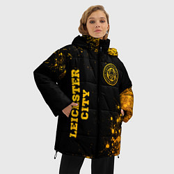 Куртка зимняя женская Leicester City - gold gradient вертикально, цвет: 3D-черный — фото 2
