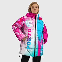 Куртка зимняя женская Porto neon gradient style по-вертикали, цвет: 3D-черный — фото 2