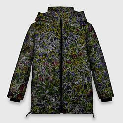 Куртка зимняя женская Абстрактные разноцветные контуры, цвет: 3D-светло-серый