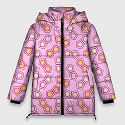 Куртка зимняя женская Мозаика на розовом, цвет: 3D-красный