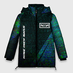 Куртка зимняя женская Nine Inch Nails glitch blue, цвет: 3D-черный