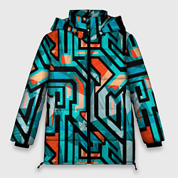 Куртка зимняя женская Граффити цвета гранж, цвет: 3D-светло-серый