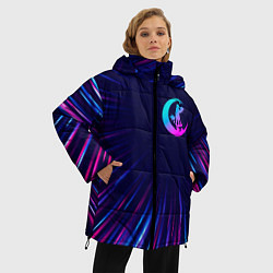 Куртка зимняя женская Angels of Death neon blast lines, цвет: 3D-черный — фото 2