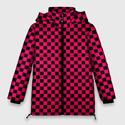 Куртка зимняя женская Паттерн розовый клетка, цвет: 3D-красный