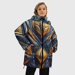 Куртка зимняя женская Объемная позолоченная текстурная кожа, цвет: 3D-красный — фото 2