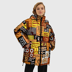 Куртка зимняя женская Африканские этнический коллаж, цвет: 3D-черный — фото 2