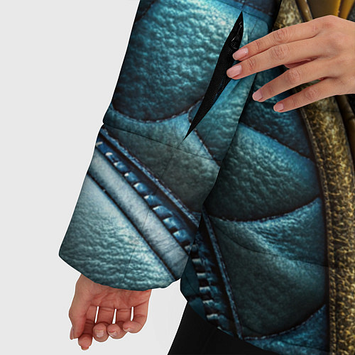 Женская зимняя куртка Объемный футуристический текстурный костюм из кожи / 3D-Красный – фото 5