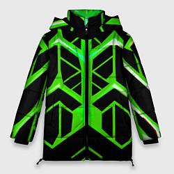 Женская зимняя куртка Green lines on a black background