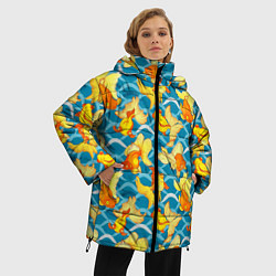 Куртка зимняя женская Разноцветные золотые рыбки, цвет: 3D-черный — фото 2