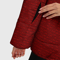Куртка зимняя женская Текстурированный тёмно-красный однотонный, цвет: 3D-черный — фото 2