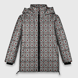 Женская зимняя куртка Чёрно-бело-красный узор