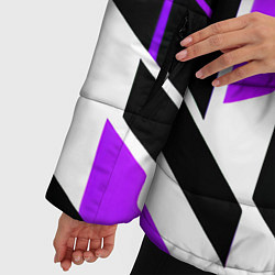 Куртка зимняя женская Purple and black stripes on a white background, цвет: 3D-светло-серый — фото 2