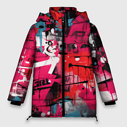 Куртка зимняя женская Красное граффити, цвет: 3D-черный