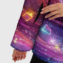 Куртка зимняя женская Космическая галактическая спираль - неоновое свече, цвет: 3D-красный — фото 2