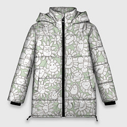 Куртка зимняя женская Улыбающиеся цветы, цвет: 3D-светло-серый