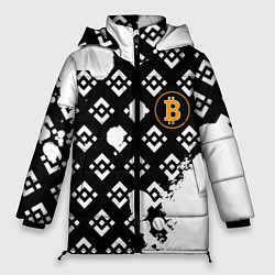Куртка зимняя женская Bitcoin pattern binance, цвет: 3D-красный