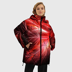 Куртка зимняя женская Перья феникса - абстракция, цвет: 3D-черный — фото 2