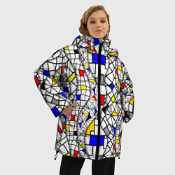 Куртка зимняя женская Абстракция цветных прямоугольников Пит Мондриан, цвет: 3D-черный — фото 2