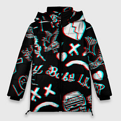 Куртка зимняя женская Lil Peep logo glitch, цвет: 3D-светло-серый