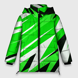 Куртка зимняя женская Geometry stripes green, цвет: 3D-светло-серый