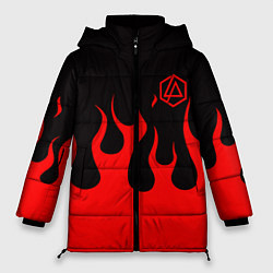 Куртка зимняя женская Linkin park logo fire, цвет: 3D-светло-серый