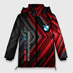 Куртка зимняя женская BMW geometry stripes red, цвет: 3D-красный