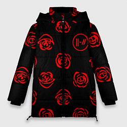 Куртка зимняя женская Twenty one pilots rose pattern, цвет: 3D-черный