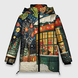 Куртка зимняя женская Праздничная атмосфера кафе, цвет: 3D-светло-серый