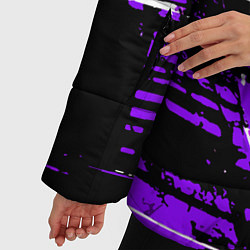 Куртка зимняя женская Diagonal black and white stripes on a purple backg, цвет: 3D-красный — фото 2