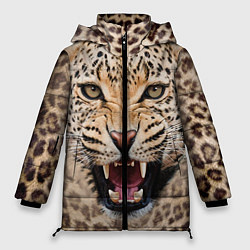 Куртка зимняя женская Взгляд леопарда, цвет: 3D-черный