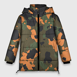 Куртка зимняя женская Камуфляж: хаки/оранжевый, цвет: 3D-черный