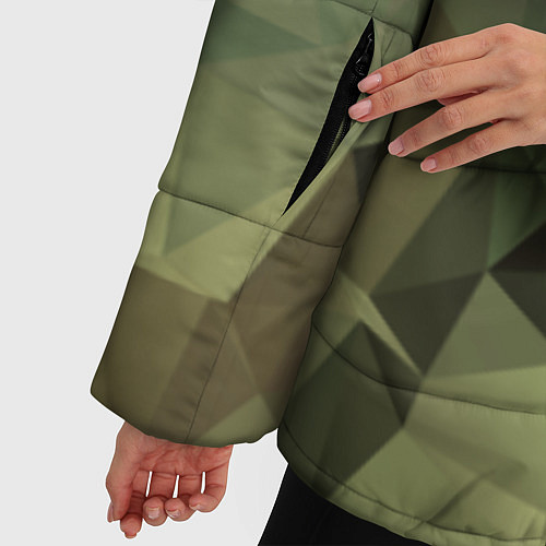 Женская зимняя куртка Полигональный камуфляж / 3D-Красный – фото 5