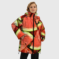Куртка зимняя женская Дольки арбуза, цвет: 3D-черный — фото 2
