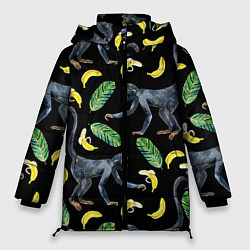 Куртка зимняя женская Обезьянки и бананы, цвет: 3D-светло-серый