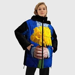 Куртка зимняя женская Цветы в руках, цвет: 3D-черный — фото 2