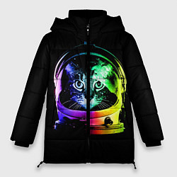 Куртка зимняя женская Кот космонавт, цвет: 3D-черный
