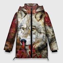Женская зимняя куртка Волк в кустах