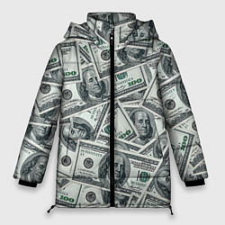 Куртка зимняя женская Банкноты, цвет: 3D-черный