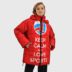 Куртка зимняя женская Keep Calm & Love Volleyball, цвет: 3D-красный — фото 2