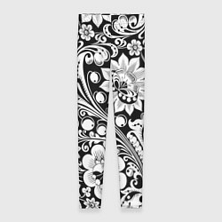 Леггинсы женские Хохлома черно-белая, цвет: 3D-принт