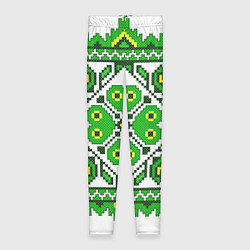 Леггинсы женские Славянский Узор Зеленый, цвет: 3D-принт