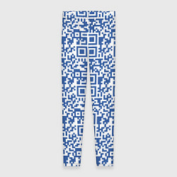 Леггинсы женские QR код паттерн синий, цвет: 3D-принт