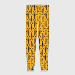Леггинсы женские Черно-желтый современный узор Листья, цвет: 3D-принт