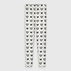 Леггинсы женские Сердечки черно-белые паттерн, цвет: 3D-принт