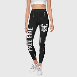 Леггинсы женские Free Fire glitch на темном фоне: надпись, символ, цвет: 3D-принт — фото 2