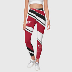 Леггинсы женские Красно черная абстракция на белом спорт, цвет: 3D-принт — фото 2